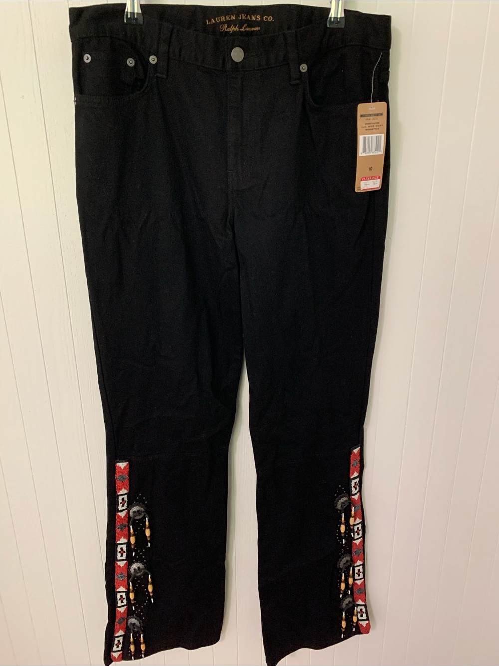 Ralph Lauren Black Pants with Beaded Leg Detail
